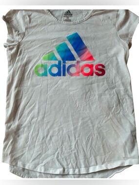 🎆🎇3for$9 Adidas Kids Tee with Rainbow Logo on White